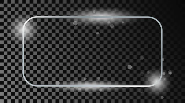 Argent Brillant Cadre Rectangulaire Arrondi Avec Des Étincelles Isolées Sur — Image vectorielle