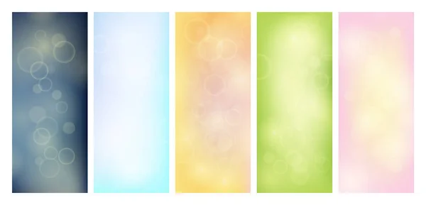 Abstract Background Blur Bokeh Light Effect Set Modern Colorful Circular — Stock Vector