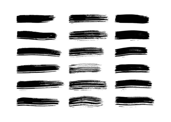 Black Brush Stroke Big Set Hand Drawn Ink Spots Isolated — Stock Vector