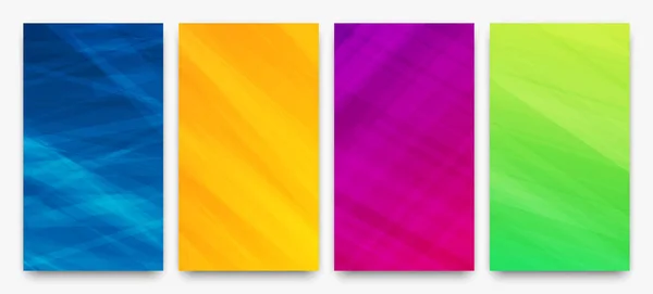 Conjunto Cuatro Modernos Fondos Degradados Colores Con Líneas Brillantes Fondos — Archivo Imágenes Vectoriales