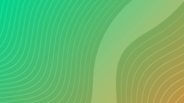 Dalga çizgileri olan modern renkli bir arkaplan. Yeşil geometrik soyut sunum arkaplanı. Vektör illüstrasyonu