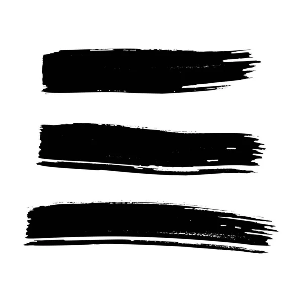 Pincelada Negra Conjunto Manchas Tinta Dibujadas Mano Aisladas Sobre Fondo — Vector de stock