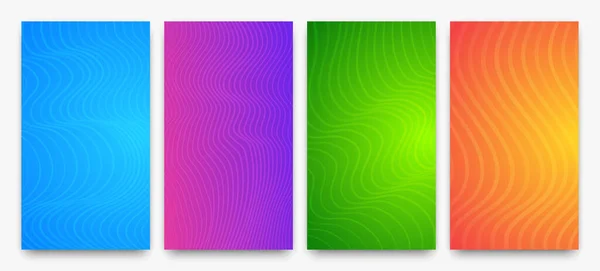 Set Aus Vier Modernen Farbenfrohen Farbverläufen Mit Wellenlinien Helle Geometrisch — Stockvektor
