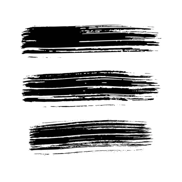 Siyah Fırça Darbesi Şeffaf Arkaplanda Elle Çizilmiş Mürekkep Lekeleri Var — Stok Vektör