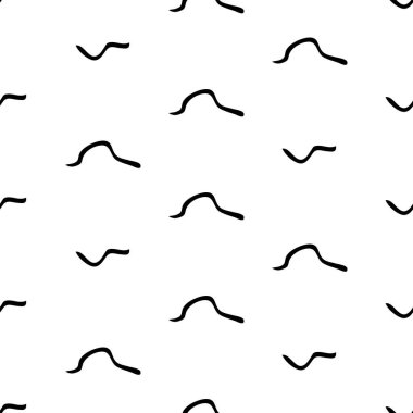 Siyah çizim elli kusursuz desen beyaz arkaplana karalamalı şekil çizmiş. Soyut grunge dokusu. Vektör illüstrasyonu