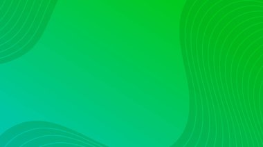 Dalga çizgileri olan modern renkli bir arkaplan. Yeşil geometrik soyut sunum arkaplanı. Vektör illüstrasyonu