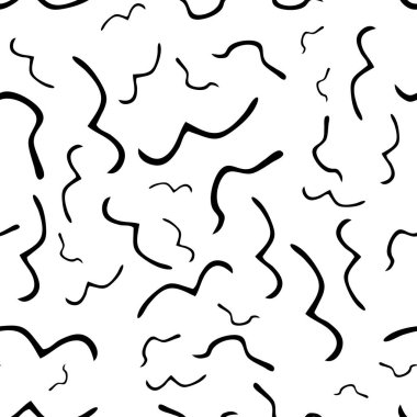 Siyah çizim elli kusursuz desen beyaz arkaplana karalamalı şekil çizmiş. Soyut grunge dokusu. Vektör illüstrasyonu