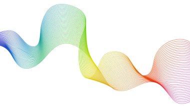 Beyaz zemin üzerinde renkli dalga gradyan çizgileri olan soyut arkaplan. Modern teknoloji arka planı, dalga tasarımı. Vektör illüstrasyonu