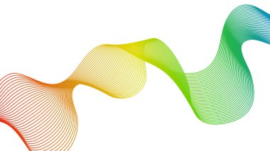 Beyaz zemin üzerinde renkli dalga gradyan çizgileri olan soyut arkaplan. Modern teknoloji arka planı, dalga tasarımı. Vektör illüstrasyonu