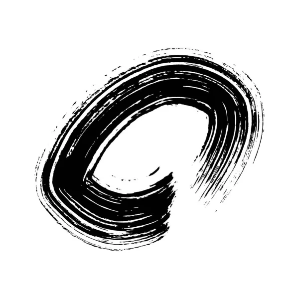 Черный Гранж Мазок Кистью Форме Круга Окрашенный Чернильный Круг Тушь — стоковый вектор