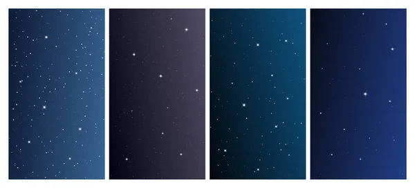 Céu Noturno Com Muitas Estrelas Conjunto Quatro Fundos Abstratos Natureza — Vetor de Stock