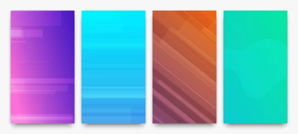 Set Von Vier Modernen Farbenfrohen Verlaufshintergründen Mit Linien Helle Geometrisch — Stockvektor