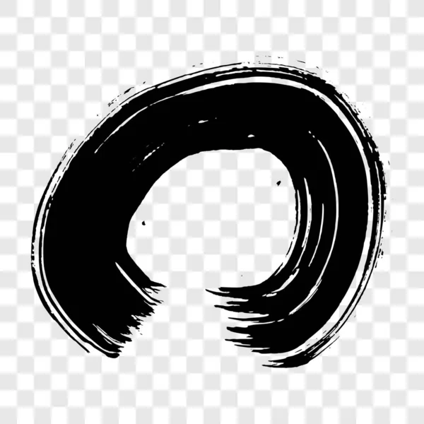 Svart Grunge Pensel Stroke Cirkel Form Målad Bläckcirkel Bläckfläck Isolerad — Stock vektor