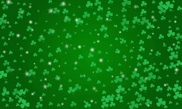 Happy Saint Patrick Day Grüner Hintergrund Grünkleeblattmuster Vektorillustration — Stockvektor