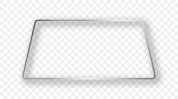 Silver Glödande Rundade Parallella Form Ram Med Skugga Isolerad Transparent — Stock vektor