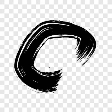 Siyah grunge fırça darbesi daire şeklinde. Boyalı mürekkep çemberi. Mürekkep lekesi şeffaf arkaplanda izole edilmiş. Vektör illüstrasyonu