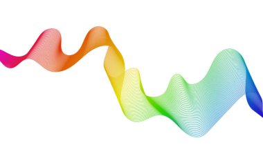 Beyaz zemin üzerinde renkli dalga gradyan çizgileri olan soyut arkaplan. Modern teknoloji arka planı, dalga tasarımı. Vektör illüstrasyonu