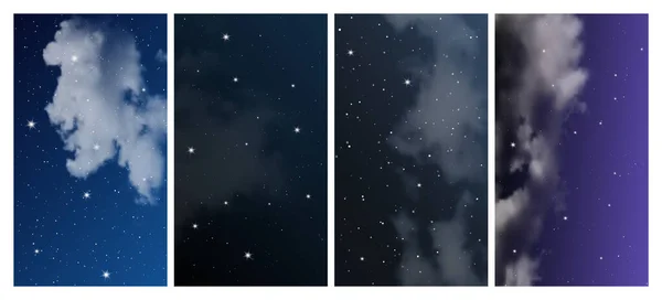 Langit Malam Dengan Banyak Bintang Set Dari Empat Latar Belakang - Stok Vektor