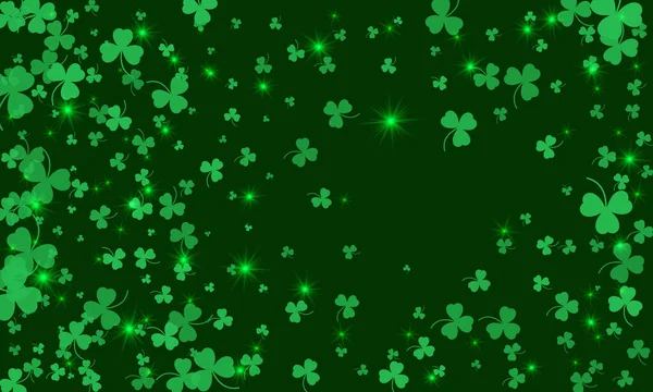 Gelukkige Saint Patrick Dag Groene Achtergrond Groene Klaver Bladeren Patroon — Stockvector
