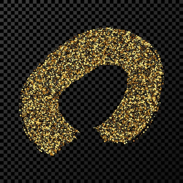 Gouden Grunge Penseelstreek Cirkelvorm Geschilderde Inktcirkel Inktvlek Geïsoleerd Donkere Transparante — Stockvector