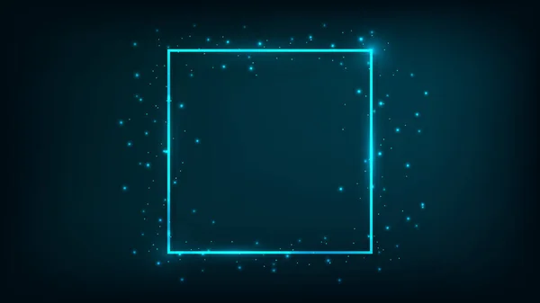 Neon Quadratische Rahmen Mit Glänzenden Effekten Und Funkelt Auf Dunklem — Stockvektor