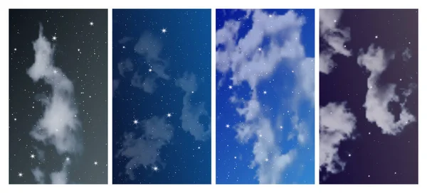 Céu Noturno Com Muitas Estrelas Conjunto Quatro Fundos Abstratos Natureza —  Vetores de Stock