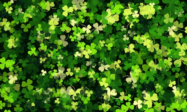 Gelukkige Saint Patrick Dag Groene Achtergrond Groene Klaver Bladeren Patroon — Stockvector
