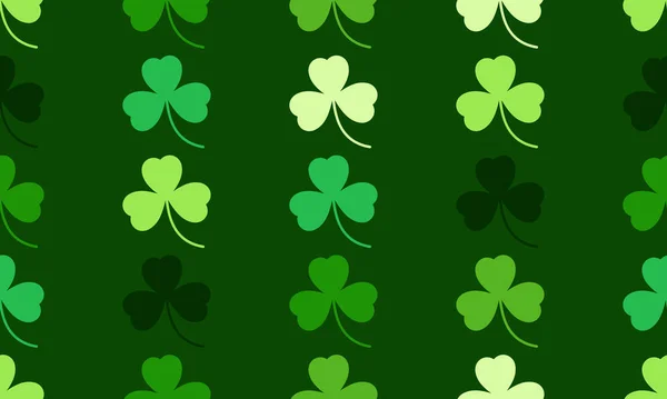 Feliz Día San Patricio Fondo Verde Sin Costuras Patrón Hojas — Vector de stock