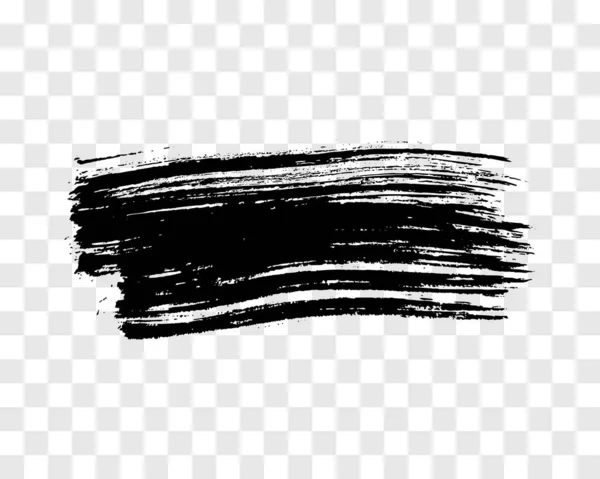 Pincelada Negra Mancha Tinta Dibujada Mano Aislada Sobre Fondo Transparente — Vector de stock