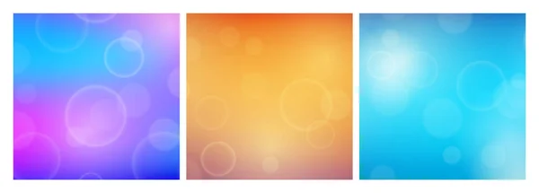 Abstract Background Blur Bokeh Light Effect Set Three Modern Colorful — Stock Vector