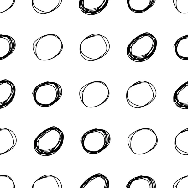 Безшовний Візерунок Чорною Ескізною Рукою Намальованою Пензлем Має Форму Кола — стоковий вектор