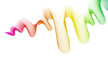 Beyaz zemin üzerinde renkli dalga gradyan çizgileri olan soyut arkaplan. Modern teknoloji arka planı, dalga tasarımı. Vektör illüstrasyonu