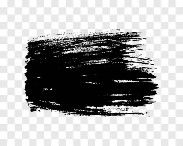 Siyah Fırça Darbesi Çizimi Mürekkep Lekesi Şeffaf Arka Planda Izole — Stok Vektör