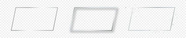 Набір Трьох Срібних Рамок Прямокутної Форми Ізольованих Прозорому Фоні Блискуча — стоковий вектор
