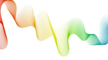 Beyaz zemin üzerinde renkli dalga gradyan çizgileri olan soyut arkaplan. Modern teknoloji arka planı, dalga tasarımı. Vektör illüstrasyonu