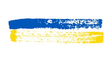 Grunge tarzında Ukrayna ulusal bayrağı. Ukrayna 'nın fırça darbesi bayrağıyla boyanmış. Vektör illüstrasyonu