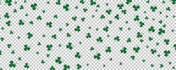 Счастливого Дня Святого Патрика Зеленый Клевер Листья Прозрачном Фоне Векторная — стоковый вектор