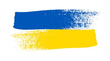 Grunge tarzında Ukrayna ulusal bayrağı. Ukrayna 'nın fırça darbesi bayrağıyla boyanmış. Vektör illüstrasyonu