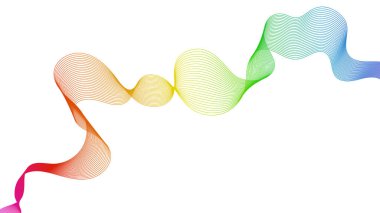 Beyaz zemin üzerinde renkli dalga gradyan çizgileri olan soyut arkaplan. Modern teknoloji arka planı, dalga tasarımı. Vektör illüstrasyonu