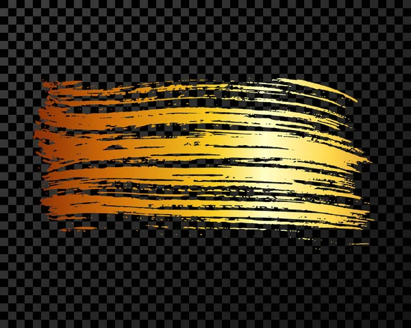 Золотой Удар Кистью Ручное Чернильное Пятно Выделено Темном Прозрачном Фоне — стоковый вектор