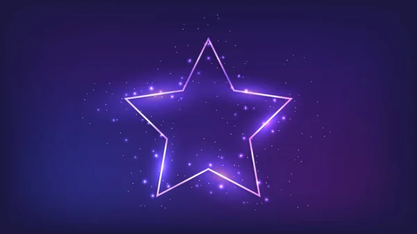 輝く効果と暗い背景に輝く星形のネオンフレーム 空の光るテクノの背景 ベクターイラスト — ストックベクタ