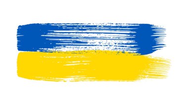 Grunge tarzında Ukrayna ulusal bayrağı. Ukrayna 'nın fırça darbesi bayrağıyla boyanmış. Vektör illüstrasyonu