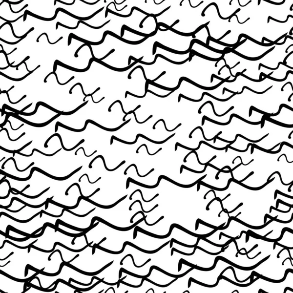 Naadloos Patroon Met Zwarte Schets Handgetekende Squiggle Vorm Witte Achtergrond — Stockvector