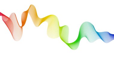 Beyaz zemin üzerinde renkli dalga gradyan çizgileri olan soyut arkaplan. Modern teknoloji arka planı, dalga tasarımı. Vektör illüstrasyonu