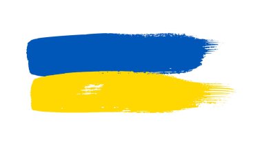 Grunge tarzında Ukrayna ulusal bayrağı. Ukrayna 'nın fırça darbesi bayrağıyla boyanmış. Vektör illüstrasyonu
