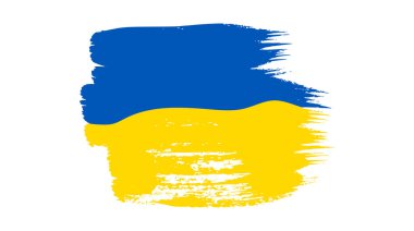 Grunge tarzında Ukrayna ulusal bayrağı. Ukrayna 'nın fırça darbesi bayrağıyla boyanmış. Vektör illüstrasyonu