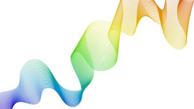 Beyaz zemin üzerinde renkli dalga gradyan çizgileri olan soyut arkaplan. Modern teknoloji arka planı, dalga tasarımı. Vektör illüstrasyonu