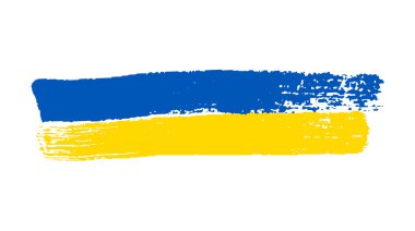 Grunge tarzında Ukrayna ulusal bayrağı. Ukrayna 'nın fırça darbesi bayrağıyla boyanmış. Vektör illüstrasyonu