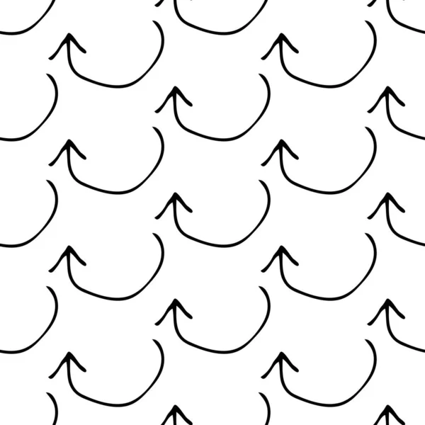 Patrón Sin Costuras Con Flechas Garabateadas Dibujadas Mano Negro Sobre — Archivo Imágenes Vectoriales