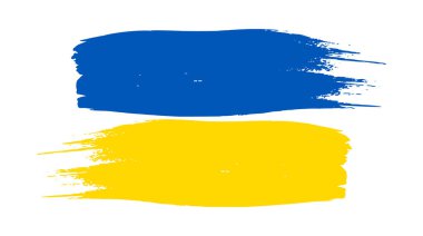 Grunge tarzında Ukrayna ulusal bayrağı. Ukrayna 'nın fırça darbesi bayrağıyla boyanmış. Vektör illüstrasyonu
